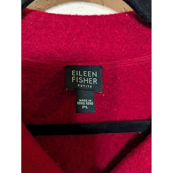 Eileen Fisher 100%  Wool Coat Size PL Jacket Red Buttons Pockets‎ - Picture 3 of 5